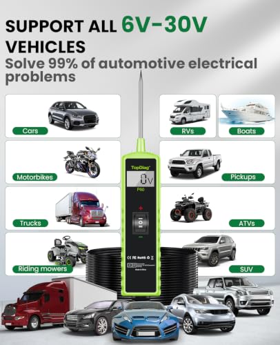 12 Volt Test Light Automotive, Power Circuit Probe Kit, 6V - 24V Car Fuse Tester, Voltage Tester 0.3v-70v, AC DC Outlet Tester, Automotive Short Circuit Finder, P60 - style: P60