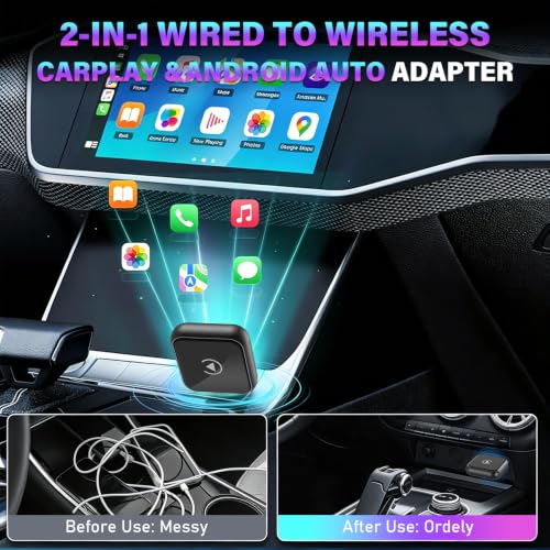 Wireless Carplay Adapter for iPhone Latest Upgrade，Play Plug & Play