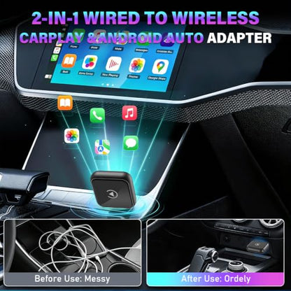 Wireless Carplay Adapter for iPhone Latest Upgrade，Play Plug & Play