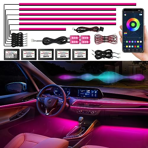 Interior Car LED Strip Lights, AMKI Acrylic LED Lights RGB 10 in 1 with Wireless APP Control Music Sync, Car Ambient Lighting Kits, Music Sync & DIY Function - size: RGB color 10 in 1