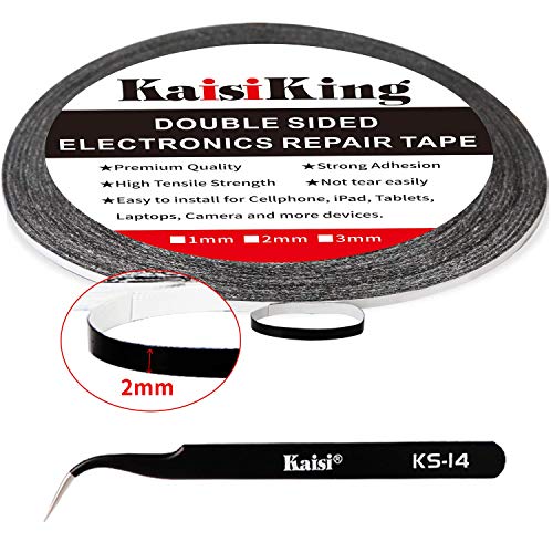 Kaisiking 2mm LCD Repair Tape for Phone Screen, Adhesive Tape with 1 Tweezers for Cell Phone, iPad, Tablets, Laptops, Camera - size: 1pc 2mm