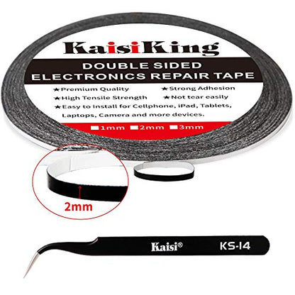 Kaisiking 2mm LCD Repair Tape for Phone Screen, Adhesive Tape with 1 Tweezers for Cell Phone, iPad, Tablets, Laptops, Camera - size: 1pc 2mm