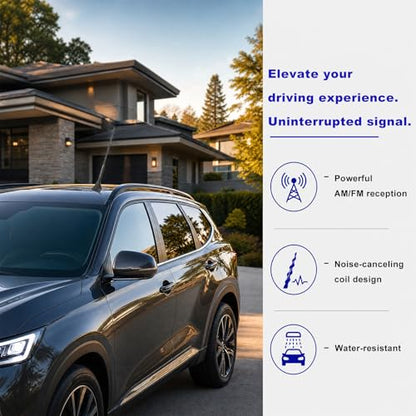 Car Antenna Replacement, 9 Inch Flexible Roof Mounted AM FM Stereo Aerial Mast with M5 M6 Threaded Adapters, Universal Rubber Radio Antenna Kit for Most Cars Trucks SUVs - color: 9 Inch