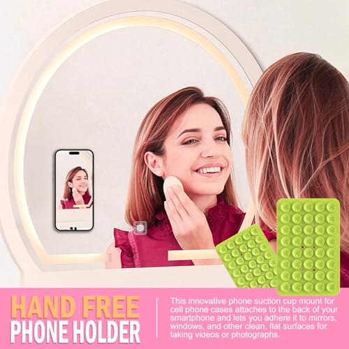 Double Sided Silicone Suction Phone Holder Mount, Silicon Accessory for iPhone and Android, Hands-Free Mirror Shower Phone Holder, TikTok Videos and Selfies (Combo H) - color: Combo H