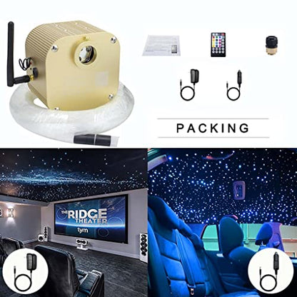 AZIMOM Bluetooth16w Twinkle Fiber Optic Lights Star Ceiling Lighting Kits Mixed 335pcs 13.1ft Fiber Strands End Glow RGBW Music Mode Light Source Car Use Headliner Home Decor - size: Star+335pcs*(0.03+0.04+0.06)in*13.1ft