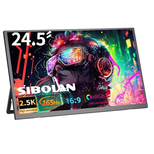 24.5" 2.5K Portable Monitor 160Hz QHD Gaming Monitor 100% sRGB IPS Large Screen, USB-C HDMI External Second Screen with Kickstand, Travel Monitor for Laptop, PC, Phone, VESA Mountable - size: 24.5inch 2.5K