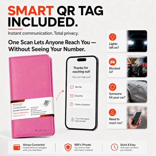 Car Registration and Insurance Card Holder, Pink Premium PU Leather Folder - color: Pink