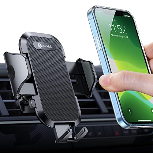 andobil 2026 Upgraded Car Phone Holder Mount for Vent, Military Sturdy Metal Clip Air Vent Phone Holder for Your Car Easy Used Cell Phone Car Mount for iPhone 17 Pro Max 15 14 13 Samsung S26 S25 - color: Black