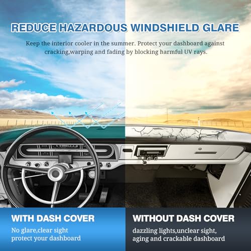 FIILINES Dash Cover for 1967-1972 Ford F100 F250 F350 Pickup Truck Interior Accessories, Dashboard Mat Dashboard Pad Carpet Dash Mat Sunshade Non-Slip Polyester Protector No Glare Black - size: For F100/ F250/ F350 1967-1972