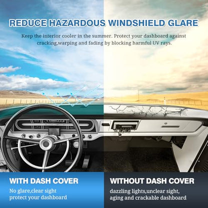 FIILINES Dash Cover for 1967-1972 Ford F100 F250 F350 Pickup Truck Interior Accessories, Dashboard Mat Dashboard Pad Carpet Dash Mat Sunshade Non-Slip Polyester Protector No Glare Black - size: For F100/ F250/ F350 1967-1972