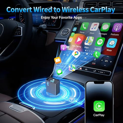 Wireless CarPlay Adapter for iPhone 2026 Upgrade USB C Black