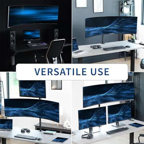 VIVO Steel Ultrawide Monitor Bracket Pole Mount with Removable 75mm and 100mm VESA Plate, Fits up to 49 inch Screens, 1.4 inch Pole Diameter, Black, MOUNT-POLE49U
