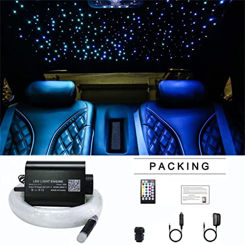 AZIMOM 16W Sound Activate Starlight Headliner Kit Mixed 335pcs 13.1ft Fiber Strands, Fiber Optic Starlight Light Music Mode Remote APP Control Car Use Home Headliner Lighting Decoration - size: 335pcs*(0.03in+0.04in+0.06in)*13.1ft
