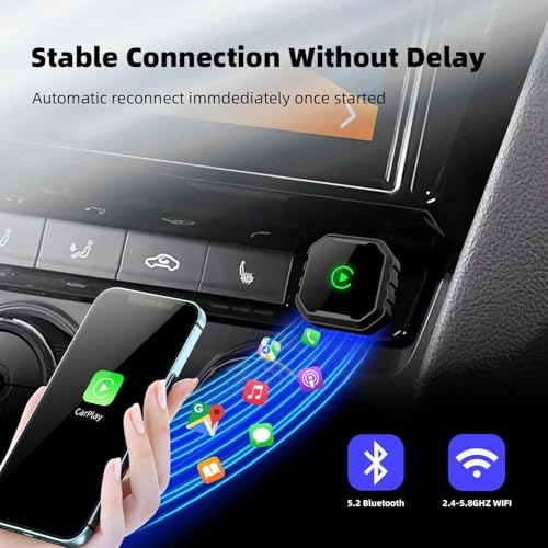 Wireless CarPlay Adapter for iPhone, Mini USB Design for Cars with Wired CarPlay, Fast Connection,5.8GHz WiFi,No Delay, Compatible with iOS 10+ & iPhone 6+