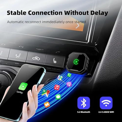 Wireless CarPlay Adapter for iPhone, Mini USB Design for Cars with Wired CarPlay, Fast Connection,5.8GHz WiFi,No Delay, Compatible with iOS 10+ & iPhone 6+