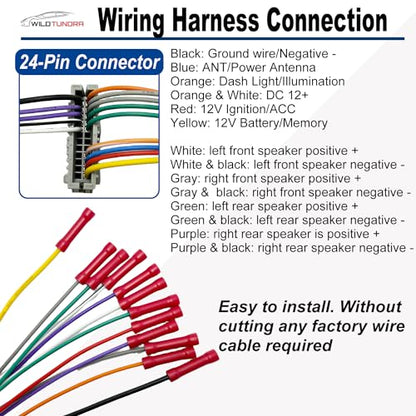 Radio Wiring Harness for Chevy 2003-2012 GMC 2002-2012 Buick 2004-2009 24Pin Car Stereo Harness Adapter with Antenna Car Radio Stereo Harness Install Kit for Colorado Envoy Terraza Hummer Impala