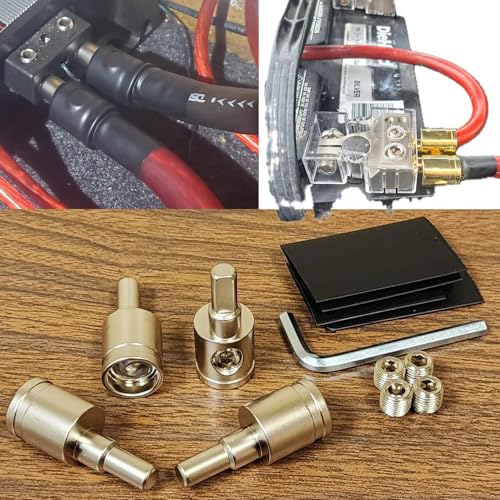 4PCS Heavy-Duty Brass Amp Input Reducers 1/0 Gauge to 4 Gauge - Durable Amp Connectors with Heat Shrink Tubing for Car Audio Accessories - size: 4Pcs（0 to 4 Gauge）