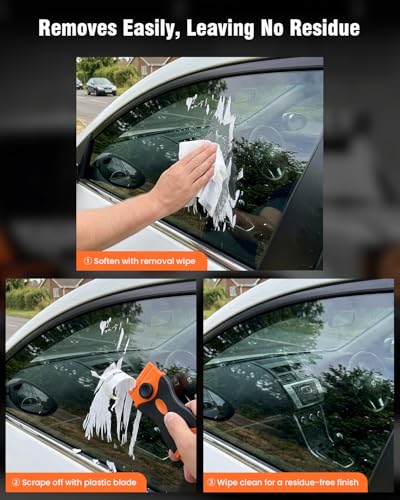 Eraser Wheel Decal Remover Tool Kit, 3 Upgraded Rubber Wheels with Razor Blade Scrapers & Drill Adapters + 10 Wipes, Removing Adhesive Stickers Vinyl Pinstripes Emblem Glue for Car Truck RV