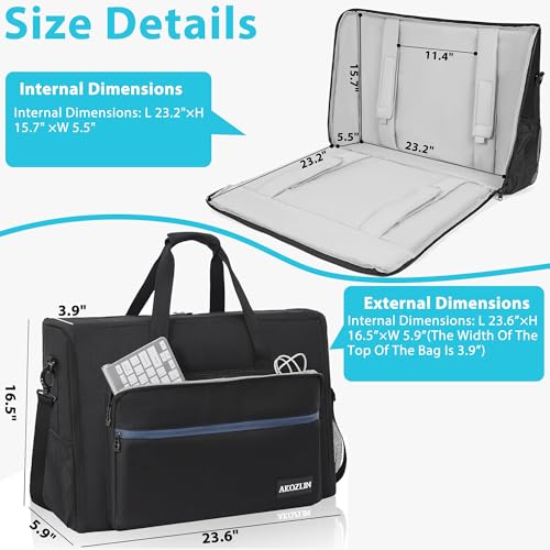 AKOZLIN 24" Dual Monitor Carrying Case, Padded Monitor Bag, TV Travel Case - size: For Dual 19"- 24" Screen