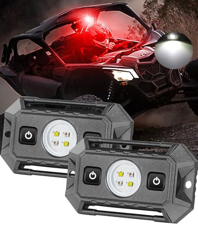 UTV Interior Dome Lights 12V Wired, Rfroad Lighting LED Dome Lights Universal Roll Bar Mount Led Light Utility Roll Cage Light for UTV ATV RZR Can-Am Truck Golf Cart SXS Cab - White/Red 2 Pack - color: Red&white 2 Pack