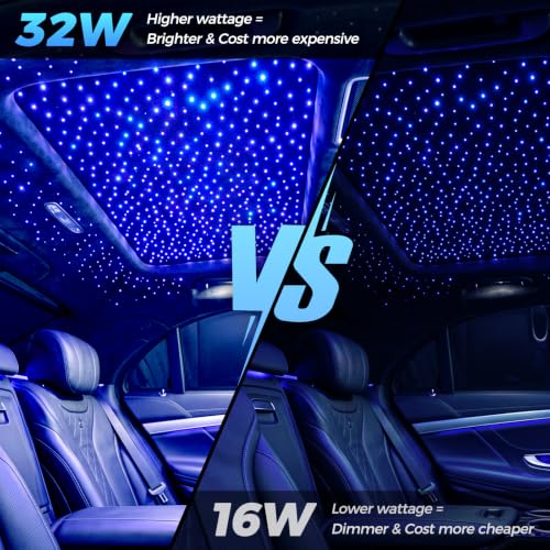 Twinkle Starlight Headliner Light,32W 1000pcs 13.1ft LED Star Ceiling Fiber Optic Light Kit APP/Remote Control for Car/Home/Party - size: 1000pcs*0.029in*13.1ft