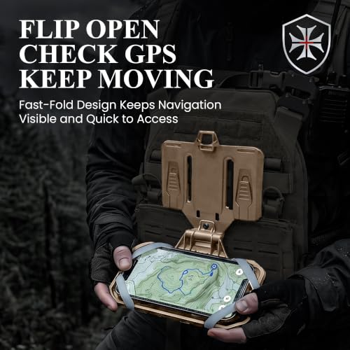 Pathfinder Universal MOLLE Phone, Navigation and GPS Rig – Folding Tactical Phone Holder for Tactical Vests, Chest Rigs, and Backpacks, Fits Devices 3.5" to 6.75" - Coyote Brown - color: Coyote Brown