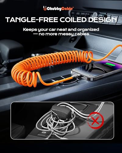 chubbycable USB C to C 240W 브레이드 코일 충전 케이블, 올 그린, 1.8m(6피트) - color: 그린+그린., style: 타입 C-타입 C