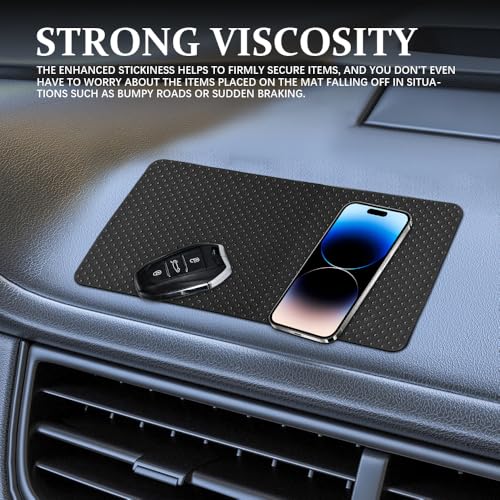Car Dashboard Anti-Slip Mat, 10.6"×5.9" Universal Car Dash Sticky Rubber Mat, Non-Slip Car Magic Dashboard Sticky Adhesive Mat for Cell Phones, Keys, Coins, Sunglasses (Dots) - color: Dots