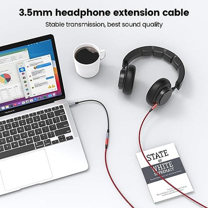 MOSWAG 6.6FT 3.5mm Male to Female Extension Cable with Microphone Stereo - color: Red, size: 6.6 ft