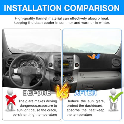 Autorder Dashboard Cover Mat for Toyota RAV4 2006-2012 Accessories Dash Cover Upgrade Polyester Dash Mat Sunshade Glare UV Rays Protector - size: Black 06-12 RAV4