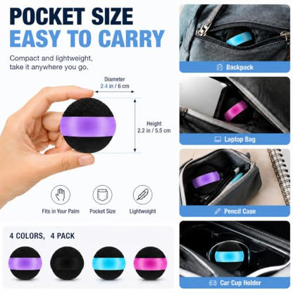 Suclain 4 Pack Screen Cleaner Balls Car Phone Screen Cleaning Cleaner Ball Microfiber Touch Cleaning Ball for Easter Computer Laptop Phone Monitor(Black, Blue, Rose Red, Purple) - color: Black, Blue, Rose Red, Purple
