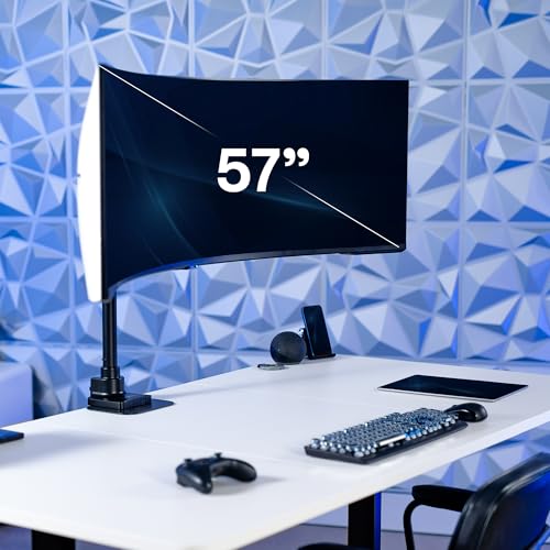 VIVO Clamp-on Single Ultra Wide Monitor Desk Mount, Low Profile Heavy Duty Adjustable Stand for 1 Ultrawide Screen up to 57 inches, 59.4 lbs Capacity, Black, STAND-V157C - size: up to 57" screens, style: Standard