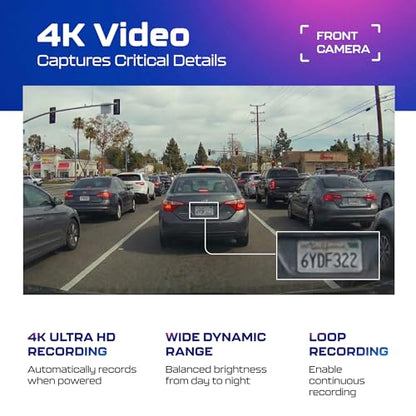 AZDOME PG17 2CH Mirror Dash Cam 4K - 12" Touch Screen - 24H Parking Mode - Mirror Dash Cam - Minimize Blind Spots - Built-in GPS & WiFi - Reverse Assist - Supports Voice Command