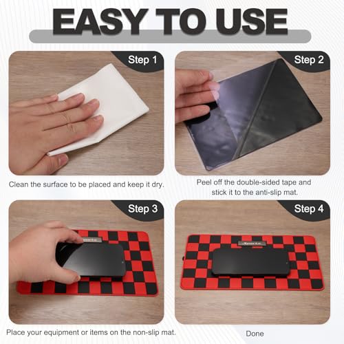 2 Pcs Car Dashboard Anti-Slip Mat, 10.2" x 5.9" Phone Grip Pad Non-Slip PVC Mat Anti-Skid Holder for Phone Keys Sunglasses Electronic Devices, Black-White - color: Black-White