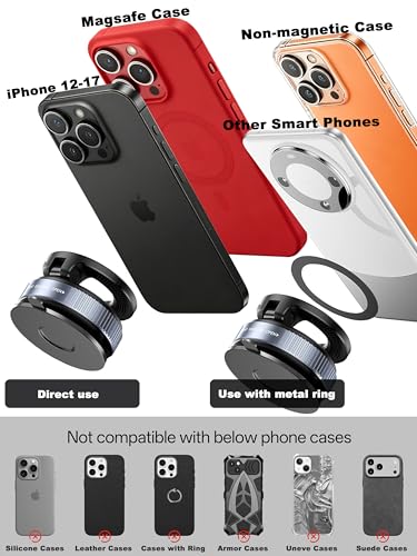 snanlen Upgraded 360° Vacuum Magnetic Phone Holder, Magnetic Car Phone Mount, Hands-Free Suction Cup Phone Holder for Car/Gym/Mirror/Shower/Smooth Surface, Car Mount Fit for iPhone 17 Pro Max White - color: White