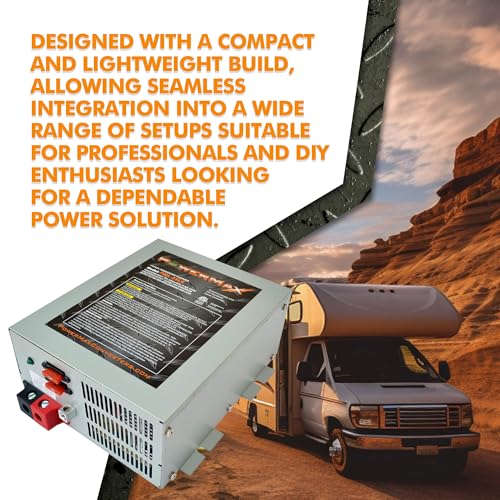 PowerMax PM4 45A RV Converter | 45 Amp 12V Power Converter with a Built-in 3-Stage Smart Battery Charger | AC to DC Power Supply | Lithium Compatible | Adjustable Output 13.5VDC - size: 45 Amp