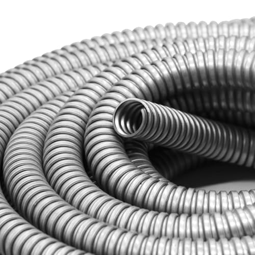 3/4 inch x50ft Flexible Electrical Conduit - Galvanized Steel Greenfield Flex Metal Conduit for Exposed Wiring, AC Connections & Industrial Cable Protection - size: 3/4 inch x50ft