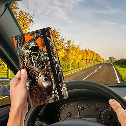 Car Registration and Insurance Card Holder, Premium Leather Vehicle Wallet Cover for Glove Box Car Organizer Drivers License / Cards / ID - Essentials Document Holder, Camo Camouflage Deer Hunter - color: Camo Camouflage Deer Hunter