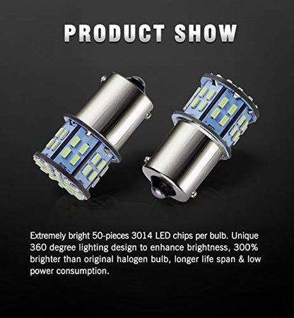 Antline 1156 1141 1003 7506 BA15S LED Bulbs Cool White 20-Packs, Super Bright 3014 50-SMD LED Replacement for 12 Volt RV Camper Trailer Boat Trunk Interior Light Bulbs - color: Cool White