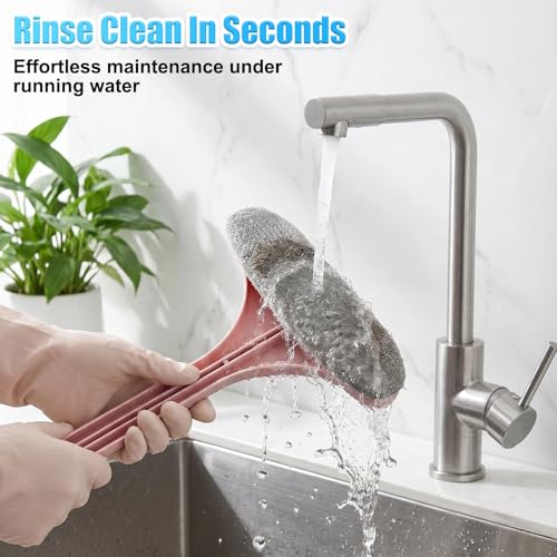2-in-1 Screen Brush, Cleaning Brush & Squeegee Tool, Mesh Cleaner Brush with Squeegee and Detachable Long Handle, Professional Soot Remover for Window, Patio, Door (Yellow Green) - color: Yellow Green