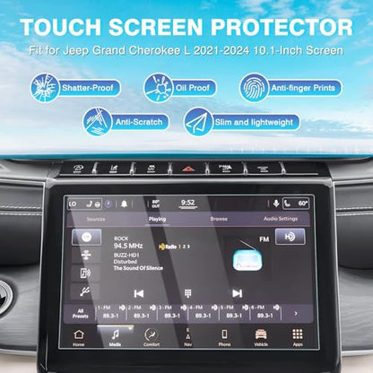 Karltys 2 Pack 10.1-Inch Screen Protector for 2021-2025 2026 Jeep Grand Cherokee L & Dodge Durango & Chrysler Pacifica Tempered Glass Screen Protector Grand Cherokee L Accessories Ultra Clear Anti Glare - size: 2021-2025 Jeep Grand Cherokee L/Dodge Durang