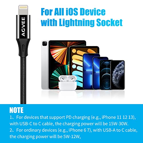 AGVEE 4 Inch USB-C Female to Lightning Male 30W Charging Adapter - color: Black, size: 4 Inch