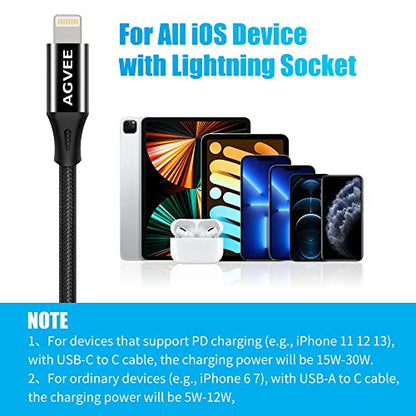 AGVEE 4 Inch USB-C Female to Lightning Male 30W Charging Adapter - color: Black, size: 4 Inch