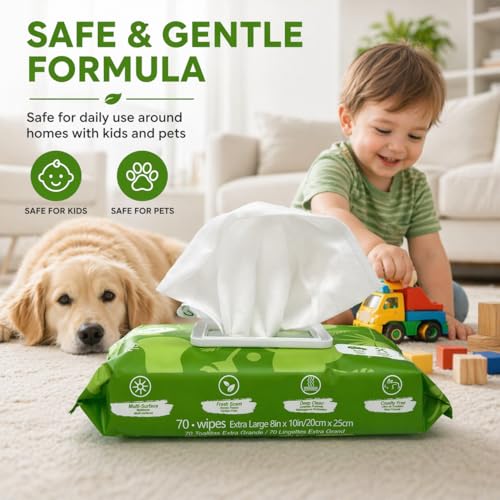 Air Jungles All Purpose Cleaning Wipes 210 Count, XL 8x10 Inch - size: 70 Count (Pack of 3)