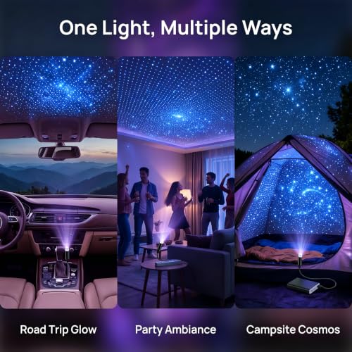 USB Star Projector Night Light, Adjustable Car Roof Star Light - color: purple
