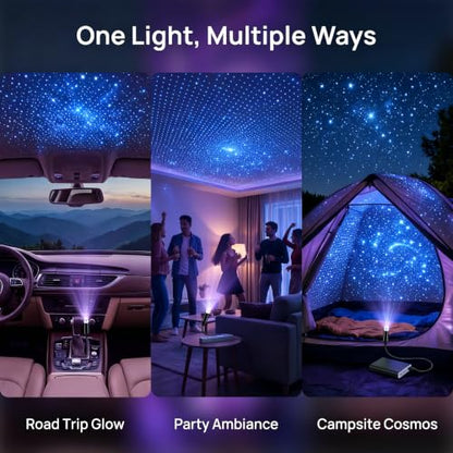 USB Star Projector Night Light, Adjustable Car Roof Star Light - color: purple