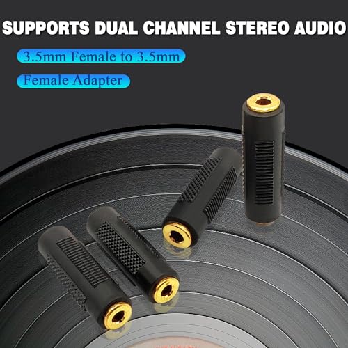 1/8 inch Audio Adapter 3.5MM Female to Female Coupler Stereo Connector for Headphones 4pcs