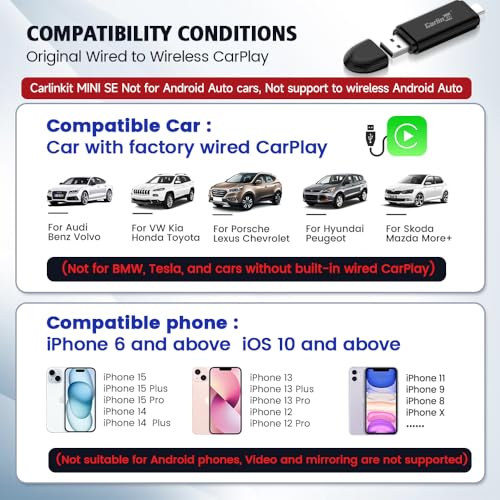 Carlinkit MINI SE Wireless CarPlay Adapter (Color Black)