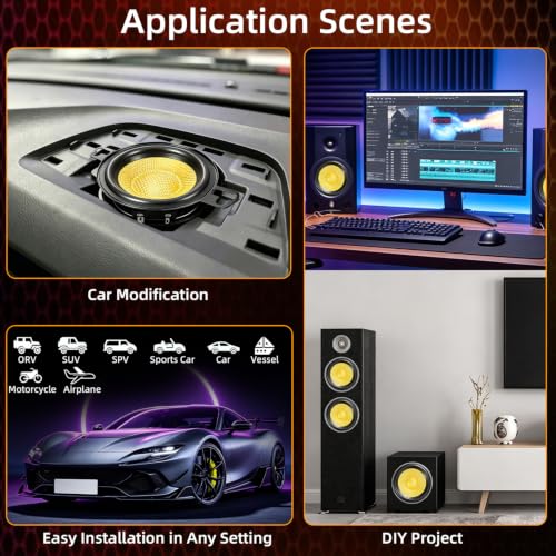 3.5" Speakers 800W Glass Fiber Cone Woofer 3.5 Inch Speaker Car Audio - color: 3.5in yellow