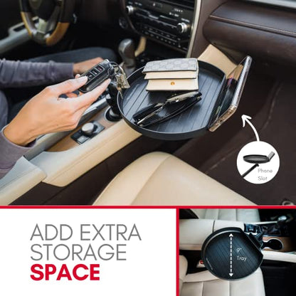 Macally Cup Holder Tray for Car - Adjustable Car Tray Table - Perfect Car Food Tray for Eating with Phone Slot and Swivel Arm - Car Organizer - size: original